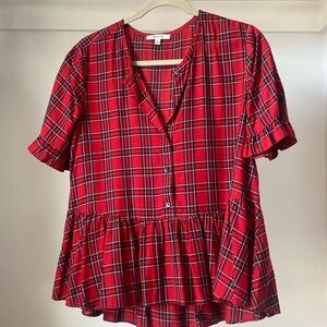 Madewell red plaid blouse size medium